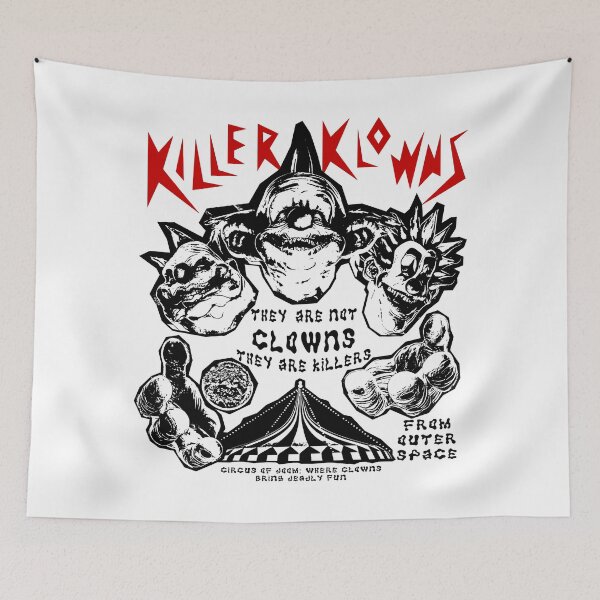 Item preview, Space clowns, terror and laughs combined, Killer Klowns, red and black version designed and sold by EspiralArt.
