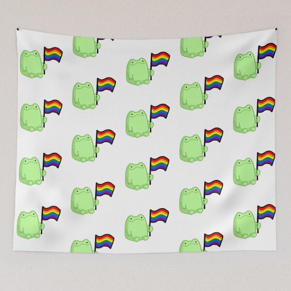 Item preview, Frog holding pride flag v1 designed and sold by FlowMinnow.