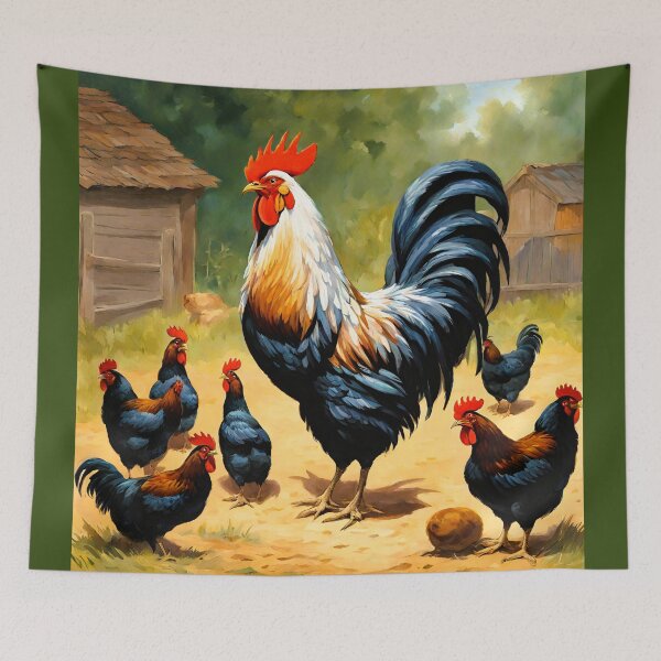 Item preview, a Gallic rooster his black hens designed and sold by janjacbu.