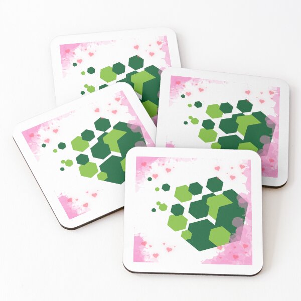 Item preview, Green Hexagon with Pink Hearts designed and sold by becca6125.