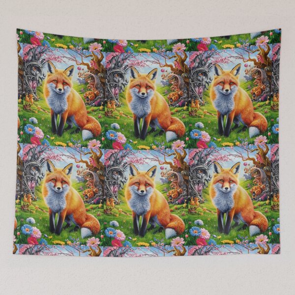 Artikelvorschau, Fuchs-Portrait. Frühlingsfuchs, Blumenfuchs, Vintage-Fuchs, Fuchs-Malerei, Hieronymus Bosch-Stil entworfen und verkauft von FoxVibes.