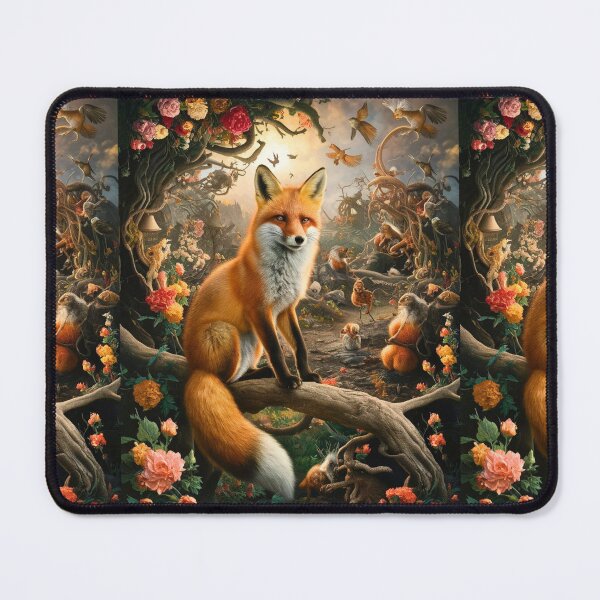 Item preview, Fox Portrait. Spring fox, floral fox, vintage fox, fox painting, Hieronymus Bosch style designed and sold by FoxVibes.