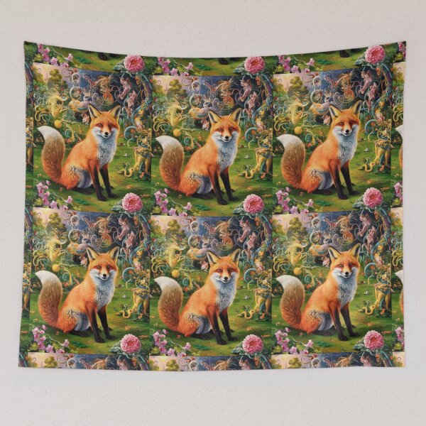Artikelvorschau, Fuchs-Portrait. Frühlingsfuchs, Blumenfuchs, Vintage-Fuchs, Fuchs-Malerei, Hieronymus Bosch-Stil entworfen und verkauft von FoxVibes.