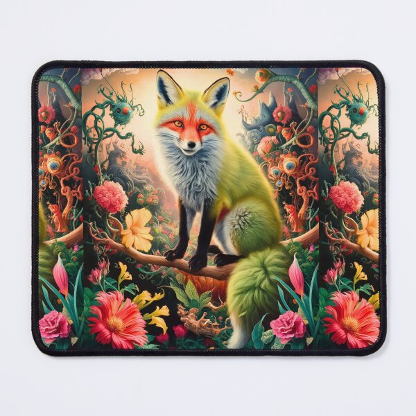 Item preview, Fox Portrait. Spring fox, floral fox, vintage fox, fox painting, Hieronymus Bosch style designed and sold by FoxVibes.