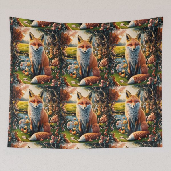 Artikelvorschau, Fuchs-Portrait. Frühlingsfuchs, Blumenfuchs, Vintage-Fuchs, Fuchs-Malerei, Hieronymus Bosch-Stil entworfen und verkauft von FoxVibes.
