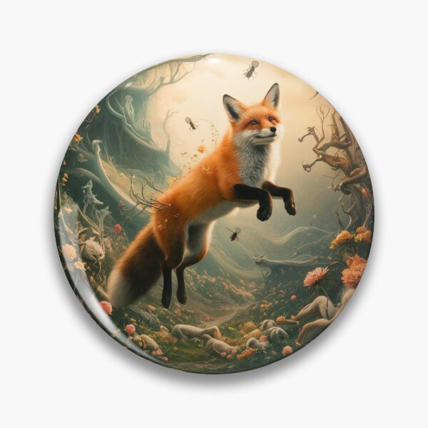 Item preview, Fox Portrait. Spring fox, floral fox, vintage fox, fox painting, Hieronymus Bosch style designed and sold by FoxVibes.