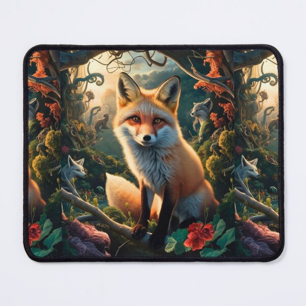 Item preview, Fox Portrait. Spring fox, floral fox, vintage fox, fox painting, Hieronymus Bosch style designed and sold by FoxVibes.
