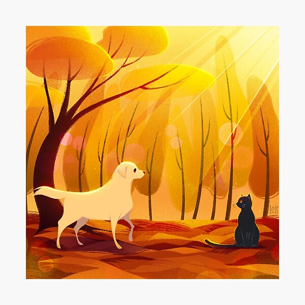 Item preview, golden retriever meets black cat designed and sold by leti-arts.