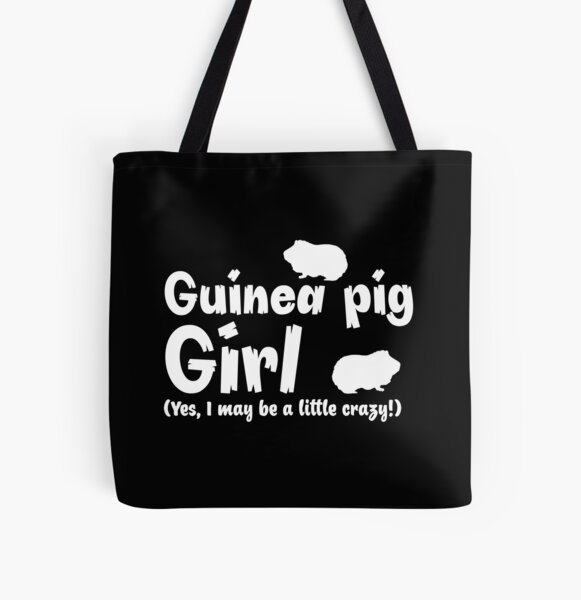 Funny Animal Pet Beware Crazy Guinea Pig Girl Large Beach Tote Bag 