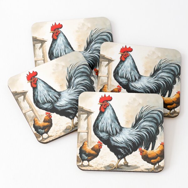 Item preview, a black Gallic rooster and his hens designed and sold by janjacbu.