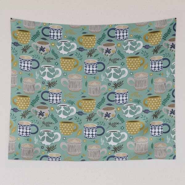 Item preview, Coffeehouse lattes and leaves folk art pattern designed and sold by Jackies-art.