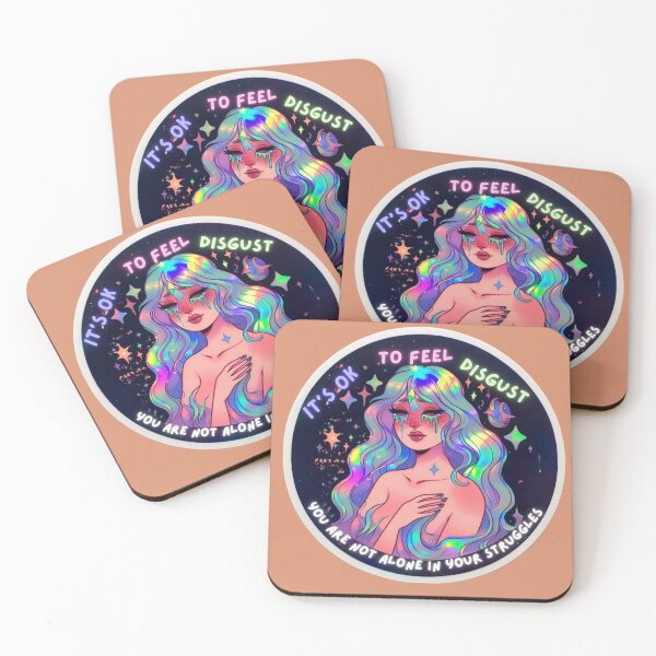 Item preview, Pastel Holographic Watercolor Sticker: Accepting Disgust, Embracing Emotional Authenticity designed and sold by Queueka.