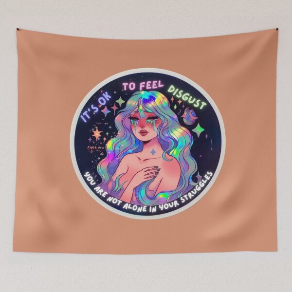 Item preview, Pastel Holographic Watercolor Sticker: Accepting Disgust, Embracing Emotional Authenticity designed and sold by Queueka.