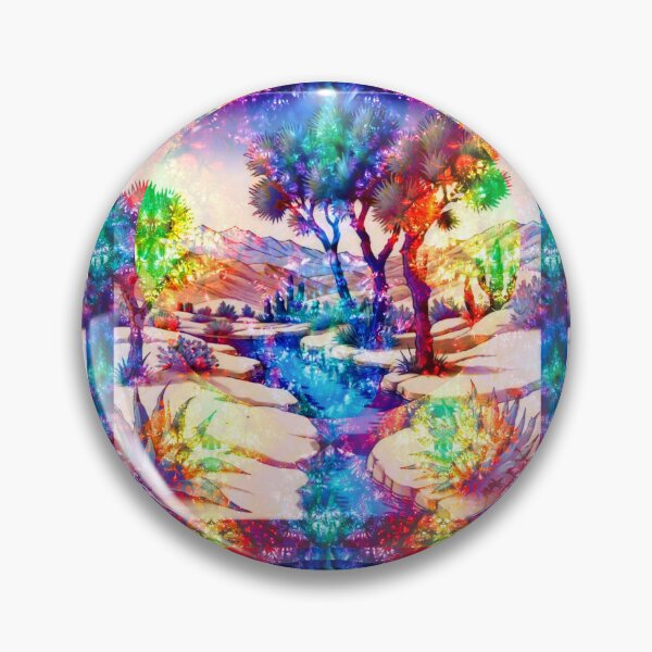 Item preview, Rainbow Tie Dye Desert Oasis Psychedelic Landscape Mountains cactus designed and sold by AuroraXGreen.