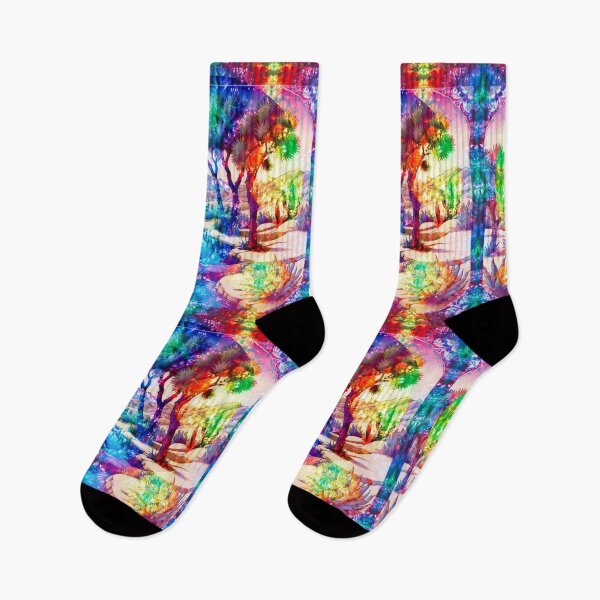 Item preview, Rainbow Tie Dye Desert Oasis Psychedelic Landscape Mountains cactus designed and sold by AuroraXGreen.