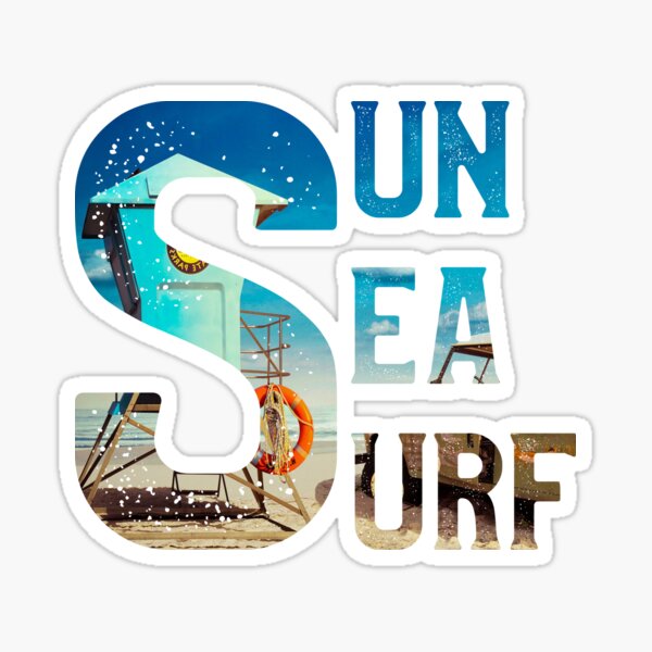 Sun Sea Surf Shirt Summer Vibe Design Sticker