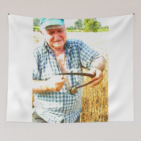 Item preview, Peasant reaper sharpens the sickle designed and sold by Giuseppe Cocco.