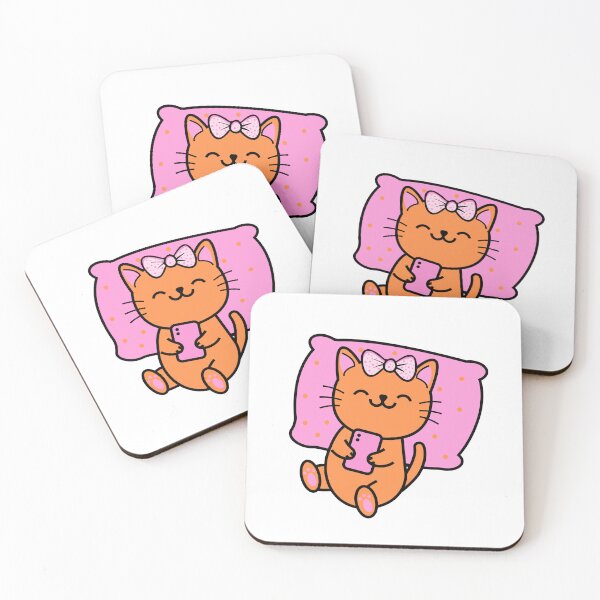 Item preview, Cute Orange Kitty with a Pink Smartphone designed and sold by CreativeCanvas8.