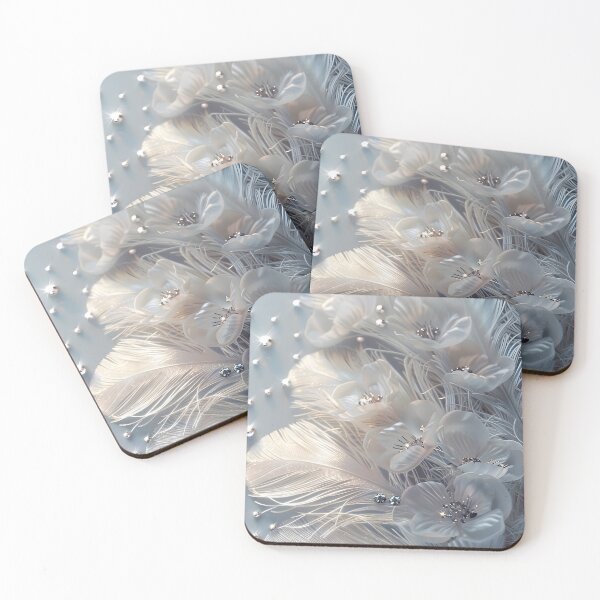 Item preview, feather and pearl background arrangement designed and sold by dcrc.