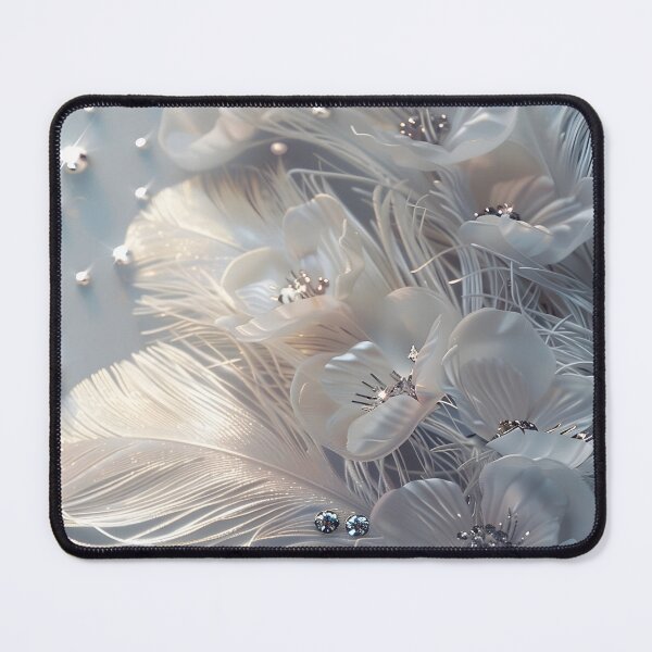 Item preview, feather and pearl background arrangement designed and sold by dcrc.