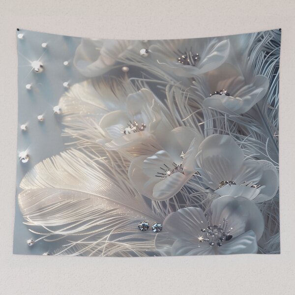 Item preview, feather and pearl background arrangement designed and sold by dcrc.