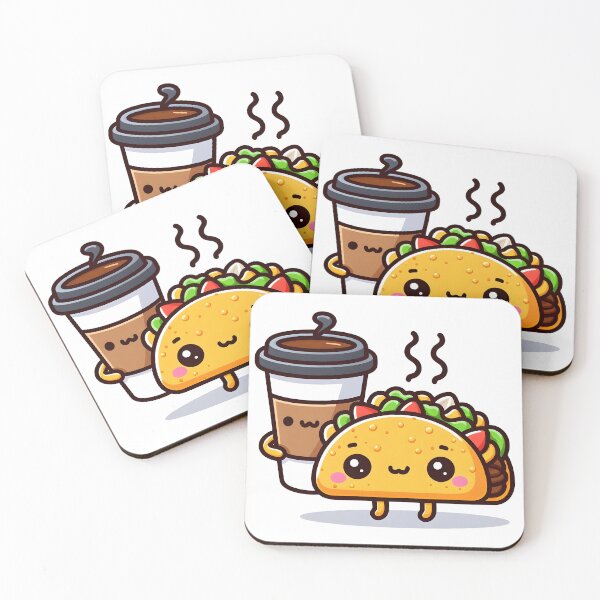 Item preview, Kawaii Taco With Coffee Cup designed and sold by CanvasCutie.