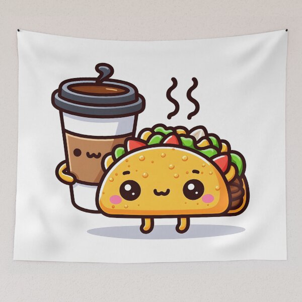 Item preview, Kawaii Taco With Coffee Cup designed and sold by CanvasCutie.
