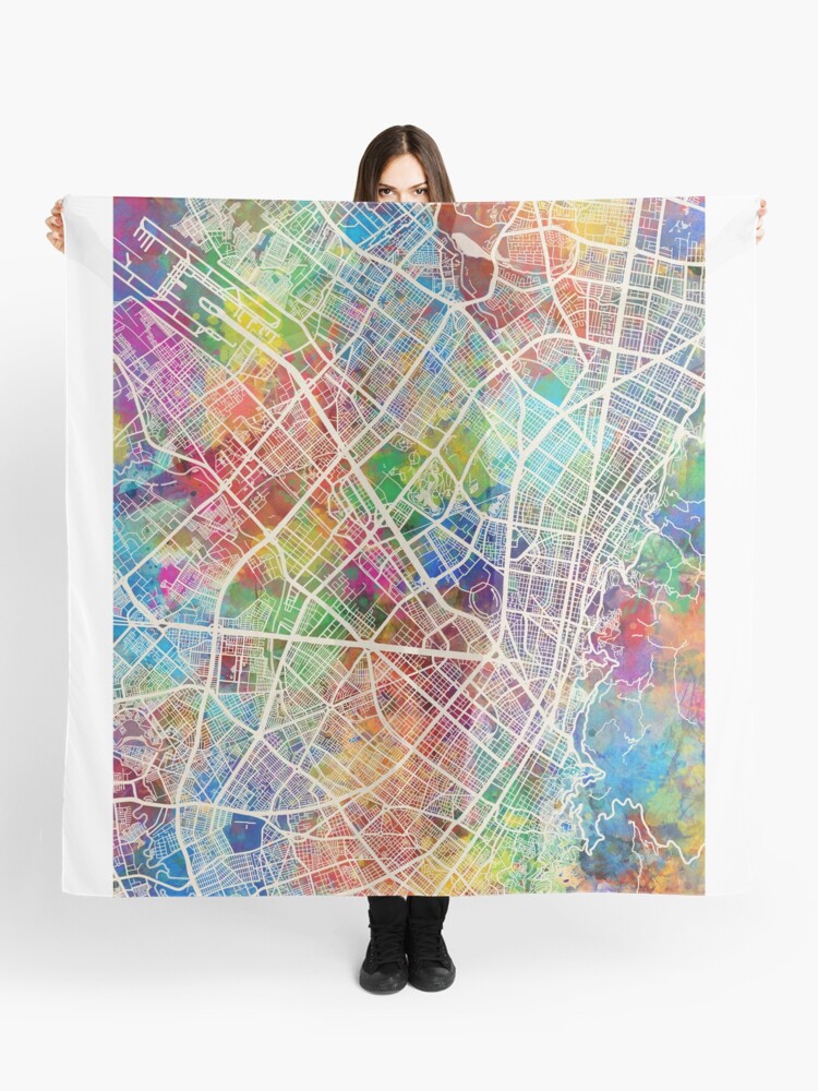 Thumbnail 1 of 3, Scarf, Bogota Colombia City Map designed and sold by ArtPrints.