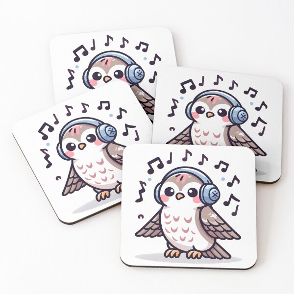Item preview, Kawaii Falcon With Music Notes designed and sold by CanvasCutie.