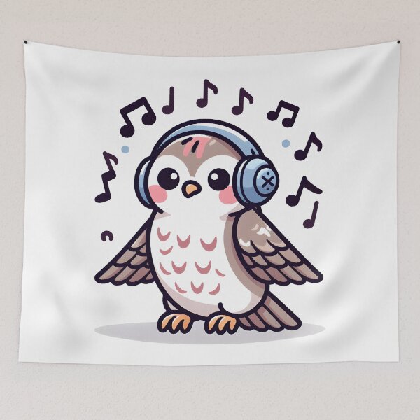 Item preview, Kawaii Falcon With Music Notes designed and sold by CanvasCutie.