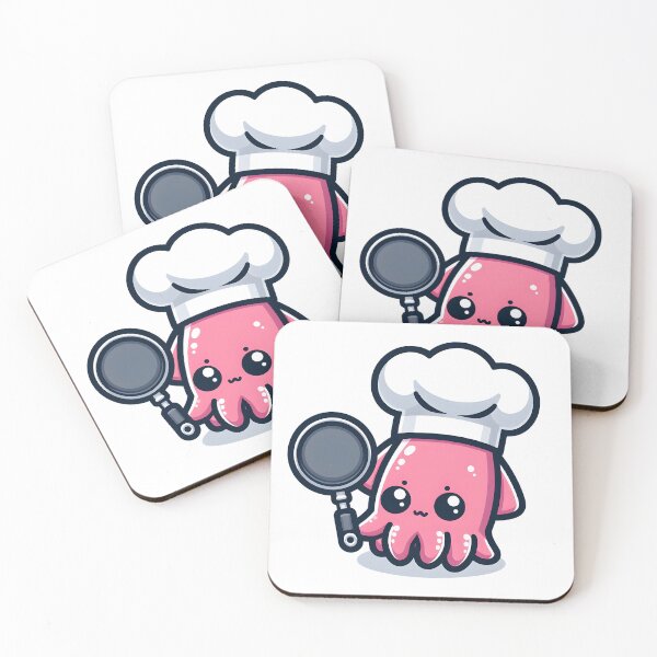 Item preview, Kawaii Squid With Chef'S Hat And Frying Pan designed and sold by CanvasCutie.
