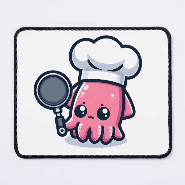 Item preview, Kawaii Squid With Chef'S Hat And Frying Pan designed and sold by CanvasCutie.