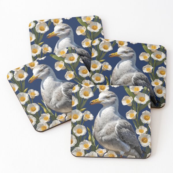 Item preview, A California Gull Surrounded By Sego Lily Flowers designed and sold by taiche.