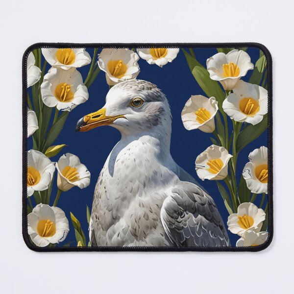 Item preview, A California Gull Surrounded By Sego Lily Flowers designed and sold by taiche.