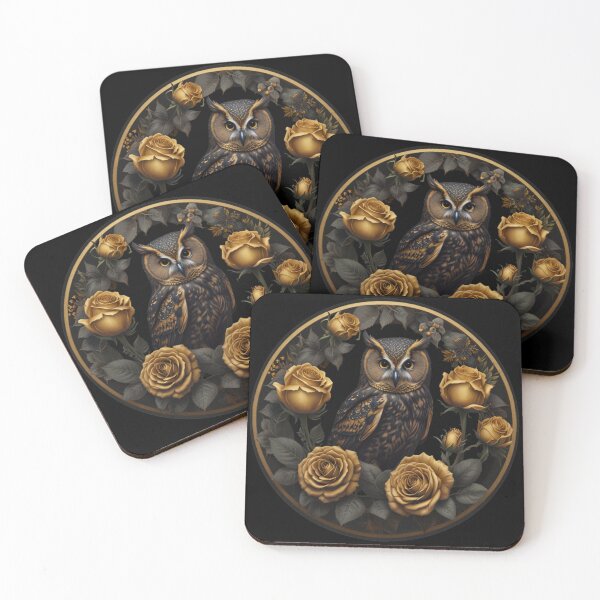 Item preview, Black owl and gold roses designed and sold by Astralia.
