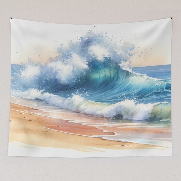 Item preview, Powerful waves crashing onto a calm beach designed and sold by cj-digital.