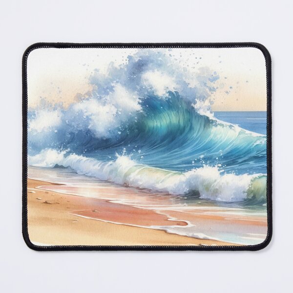 Item preview, Powerful waves crashing onto a calm beach designed and sold by Arabic-Souvenir.