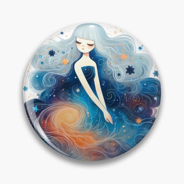 Item preview, female figure with pale blue hair, set amidst a swirling cosmos designed and sold by SBEE-jirapha.
