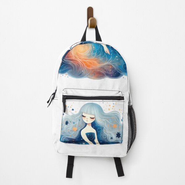 Item preview, female figure with pale blue hair, set amidst a swirling cosmos designed and sold by SBEE-jirapha.