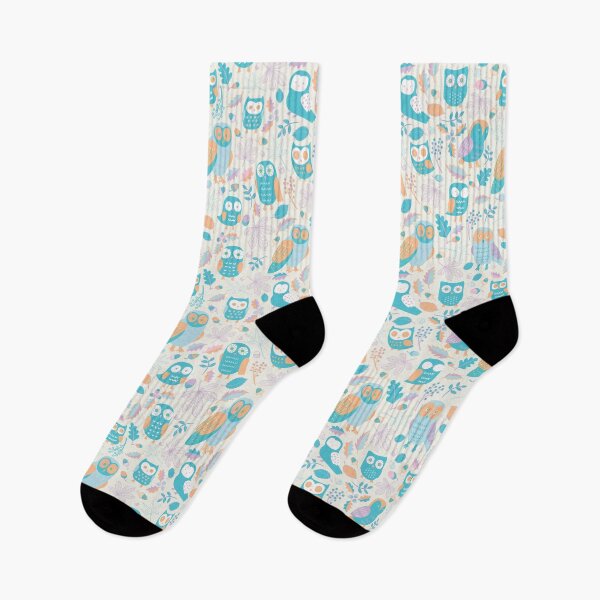 Item preview, Autumn Owls - Cute Aqua and pastel orange Owl pattern by Cecca Designs designed and sold by Cecca-Designs.