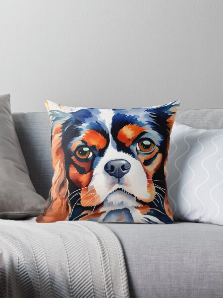 Cavalier King Charles Spaniel - Watercolour-style Dogs Throw Pillow
