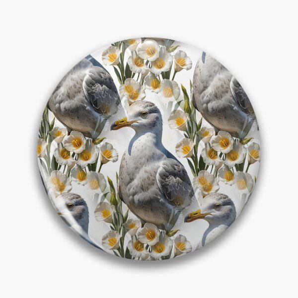 Item preview, A California Gull Surrounded By Sego Lily Flowers Pattern designed and sold by taiche.