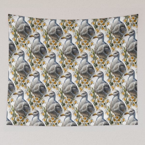 Item preview, A California Gull Surrounded By Sego Lily Flowers Pattern designed and sold by taiche.