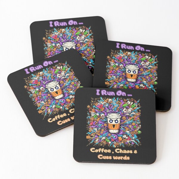 Item preview, I Run on Coffee, Chaos, and Cuss Words designed and sold by QuirkQuipsArt.