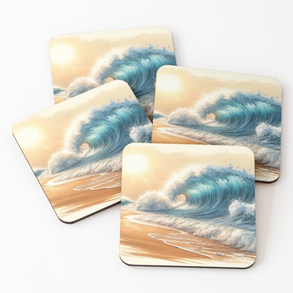 Item preview, Tubular waves breaking on sunny beach designed and sold by cj-digital.