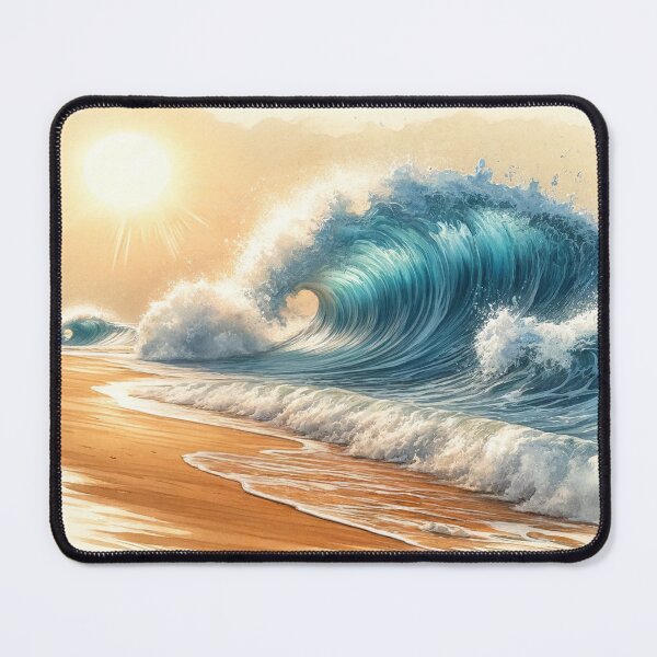 Item preview, Tubular waves breaking on sunny beach designed and sold by cj-digital.