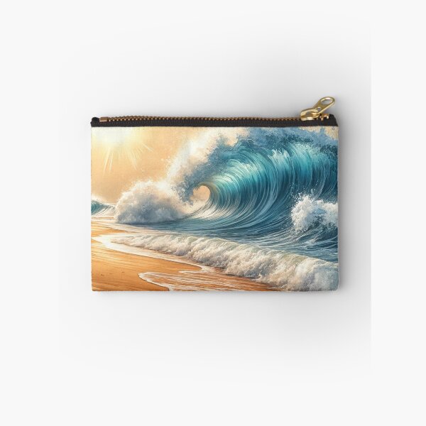 Item preview, Tubular waves breaking on sunny beach designed and sold by cj-digital.