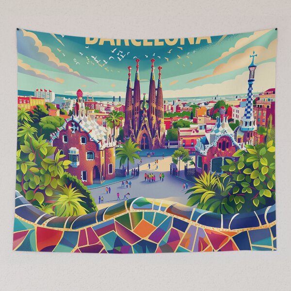 Item preview, Retro Barcelona Illustration  designed and sold by nomiraclehere.