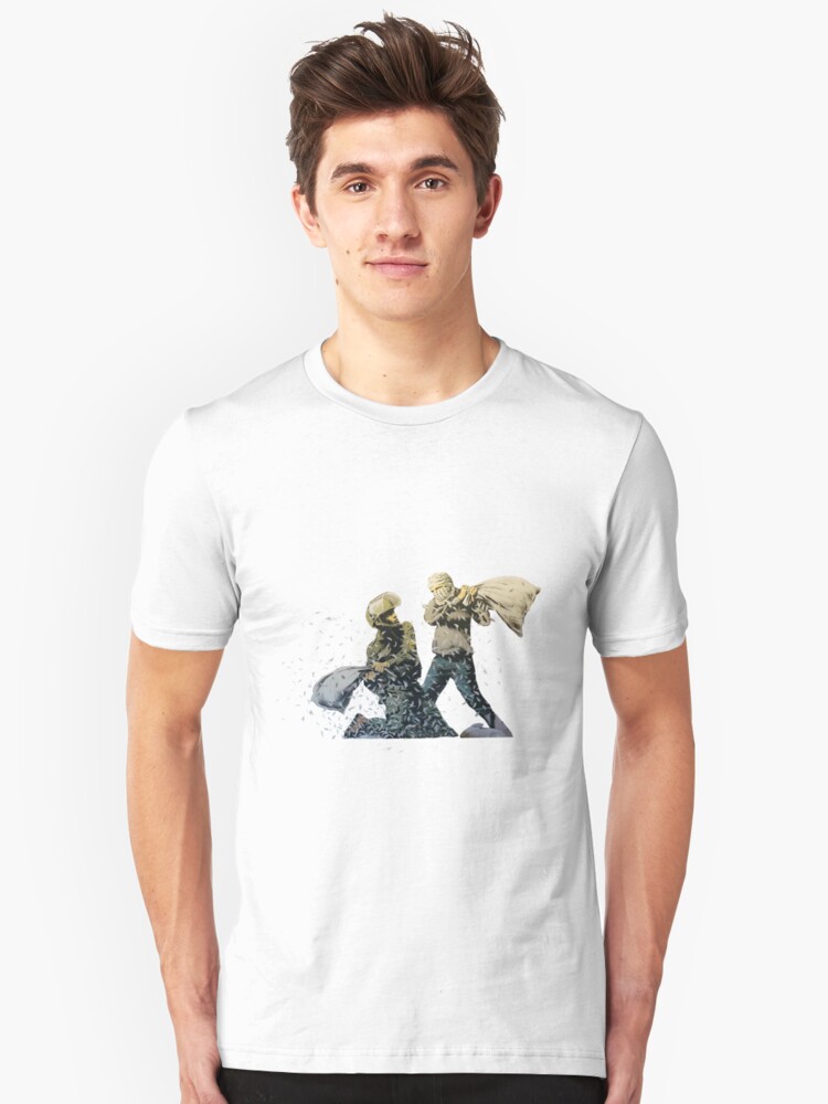 Banksy Pillow Fight T Shirt By Urbanz Redbubble