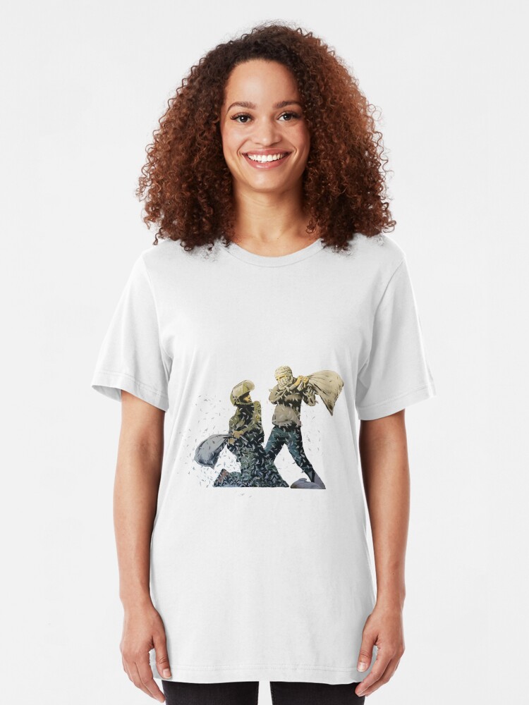 Banksy Pillow Fight T Shirt By Urbanz Redbubble